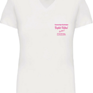 Devant Tee-shirt BLANC Rose COL V Trophée GR 2024